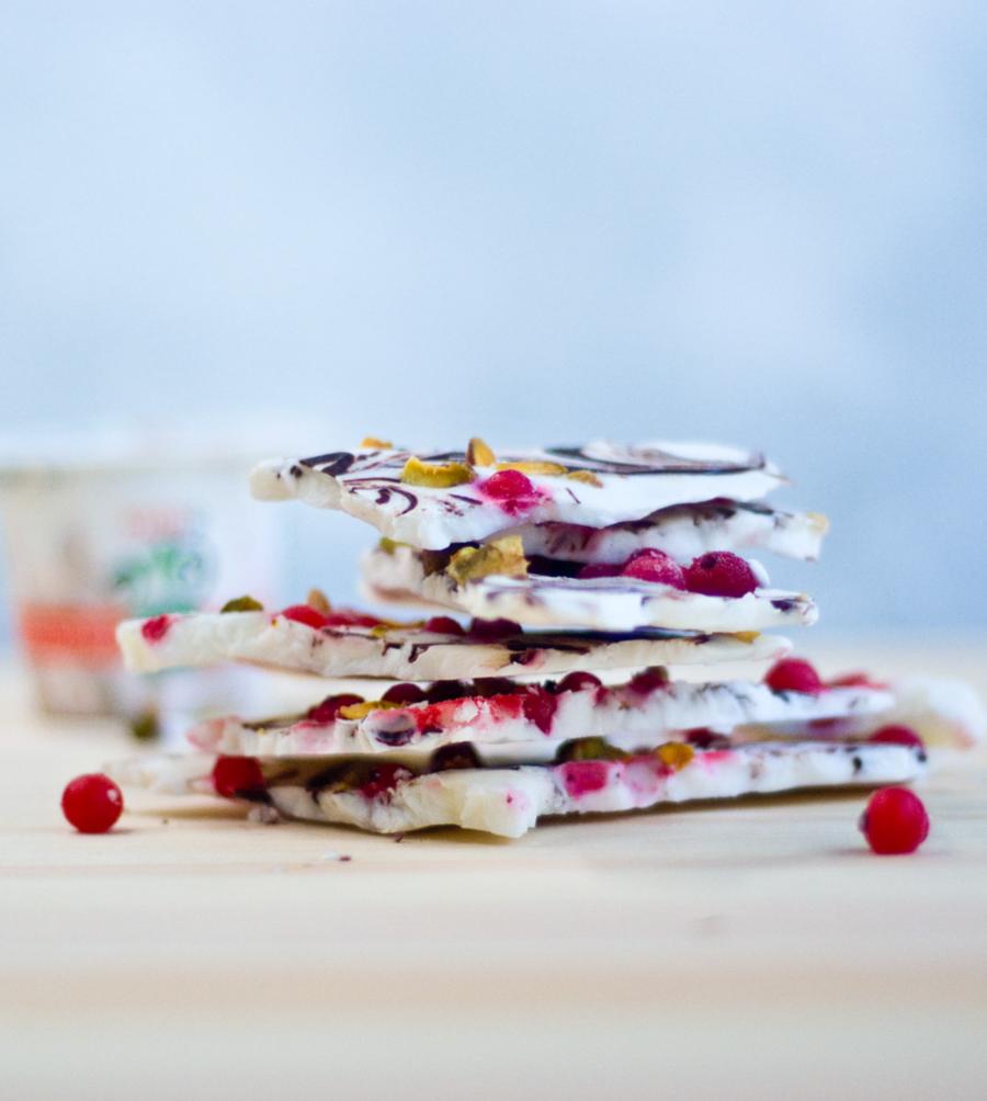 Vegan Yogurt Bark with Chocolate and Pistachios
