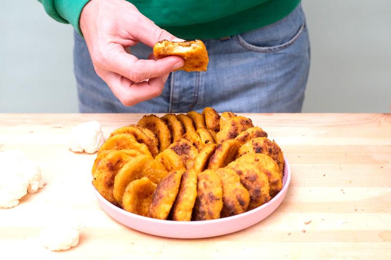 Cauliflower and Sweet Potato Latkes, Oven-Baked