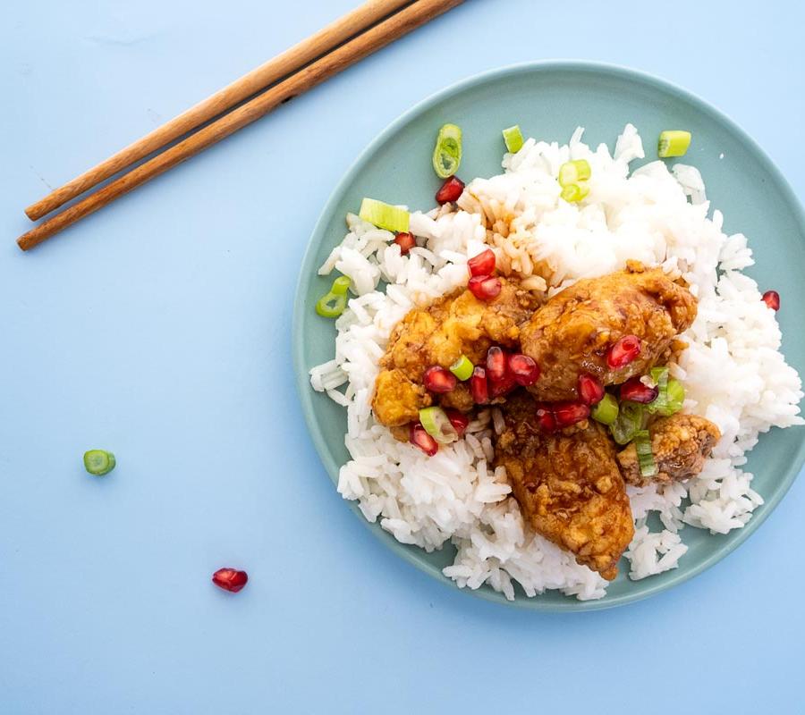 Pomegranate Tofu "Chicken"